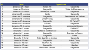 COG Rugby, planning des oppositions 2023-24 de la promotion Régionale 1 - Poule 2