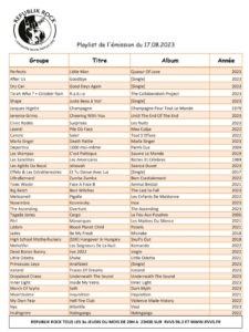 La playlist de Republik rock du 17/08/2023