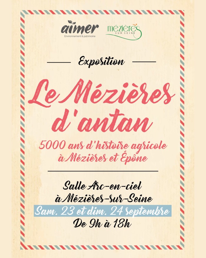 "Le Mézières d'antan", expo à Mézières-sur-Seine les 23 et 24 septembre 2023