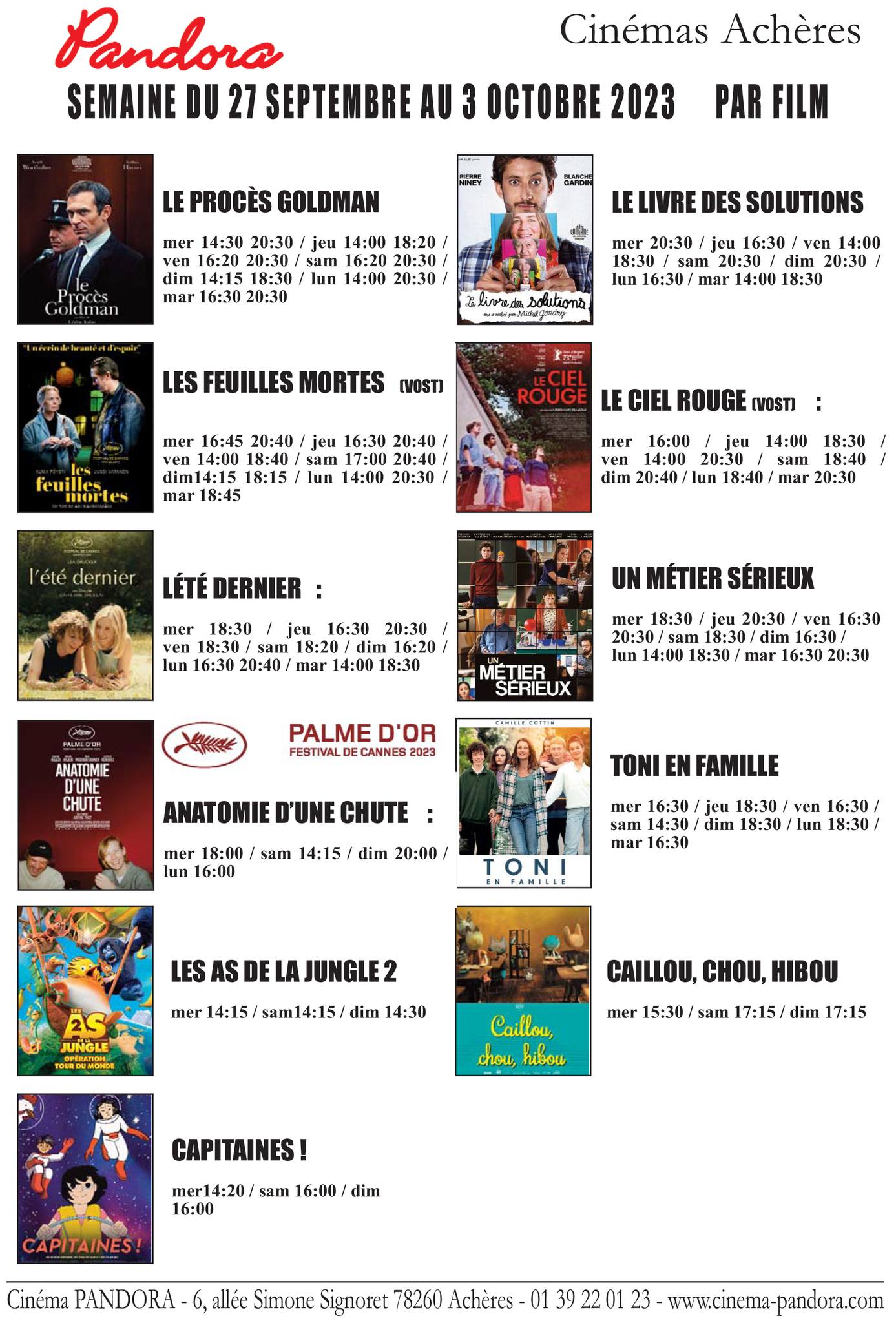 Ciné Pandora, prog du 08/12/2021 au 18/01/2022