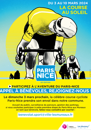 Appel à bénévoles pour la 1ère étape du Paris-Nice qui se déroulera aux Mureaux le 3 mars