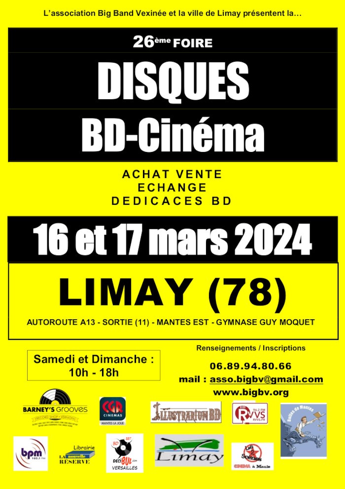 26ème foire disques BD-Cinéma à Limay les 16 et 17 mars 2024