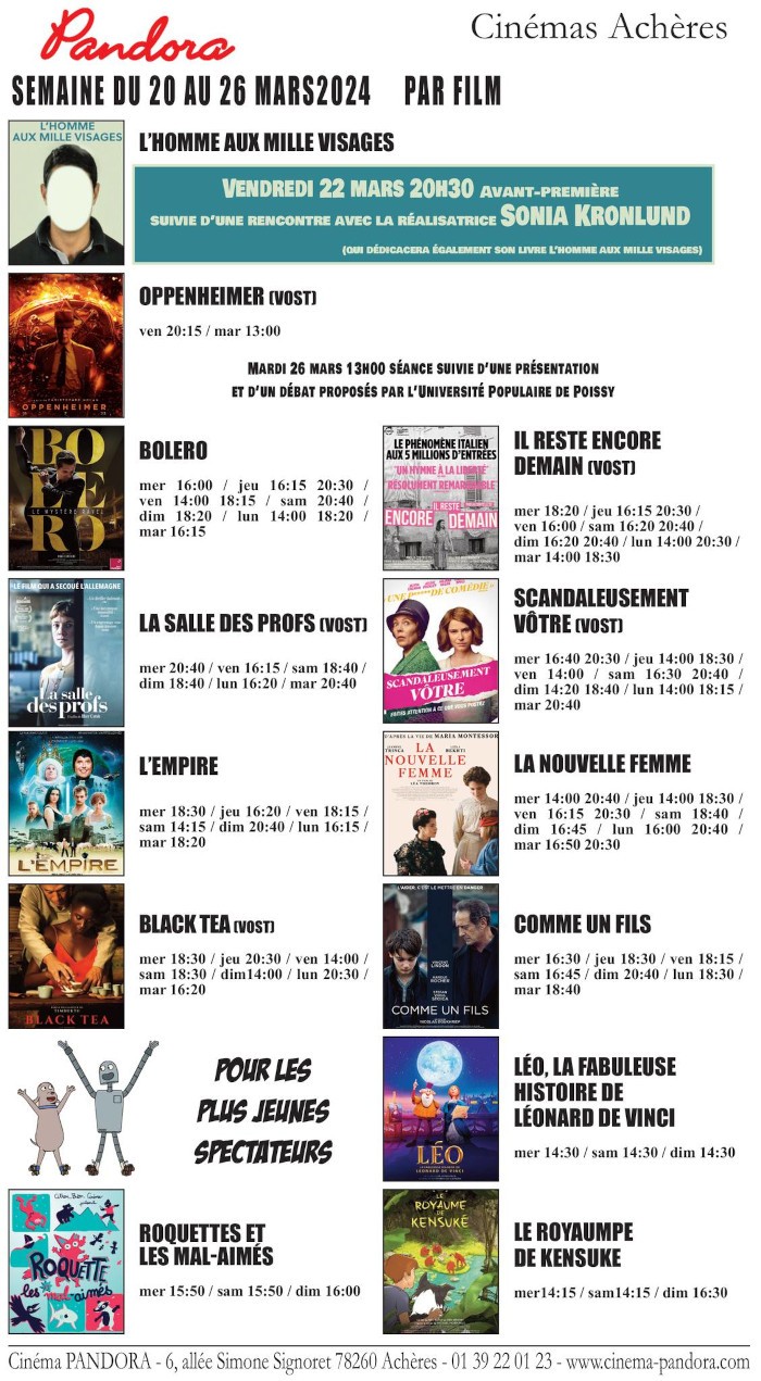 Cinéma d'Achères, prog du 20 au 26 mars 2024