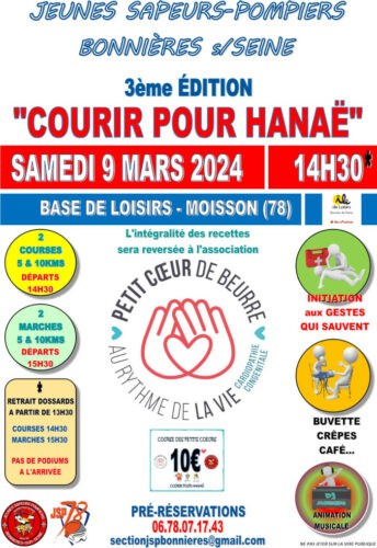 "Courir pour Hanaë" à la base de Loisirs des Boucles de Seine, le 09/03/2024