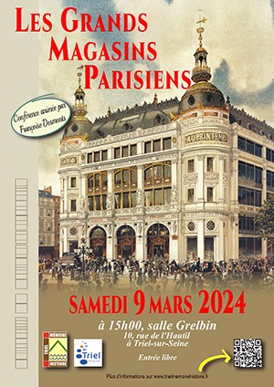 Les grands magasins parisiens, conférence à Triel-sur-Seine, le 09/03/2024