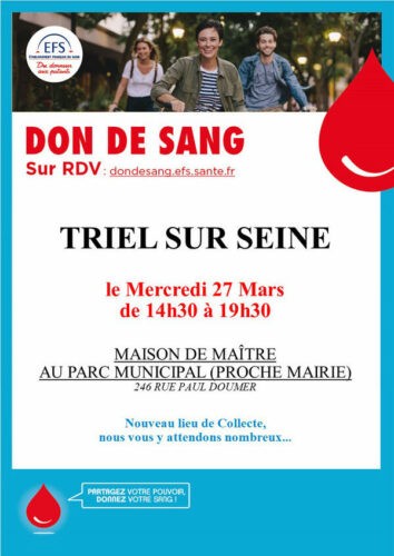 Collecte de sang à Triel-sur-Seine le 27/03/2024