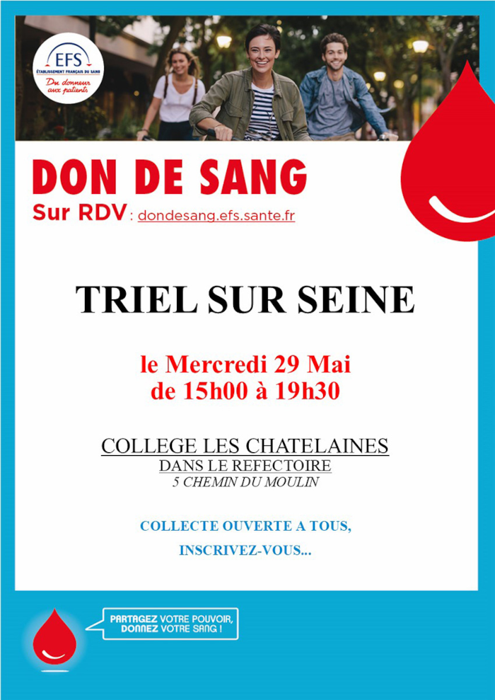 Don du sang à Triel-sur-Seine le 29/05/2024