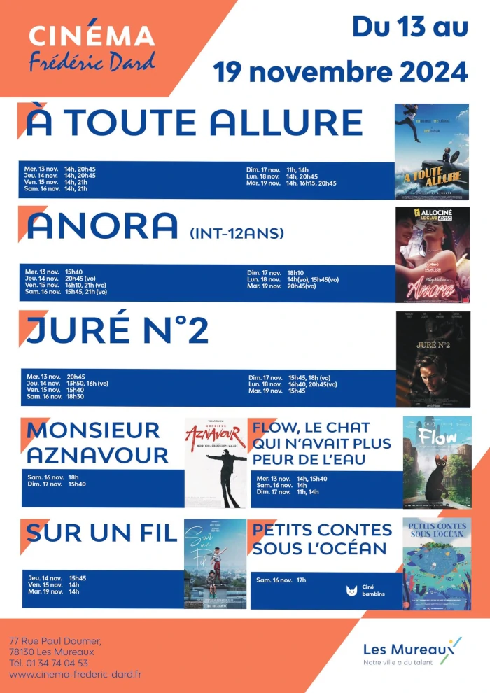 Cinéma des Mureaux, prog du 13 au 19 novembre