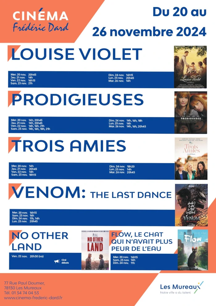 Cinéma des Mureaux, prog du 20 au 26 novembre