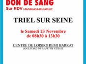 Collecte de sang à Triel-sur-Seine le 23/11/2024