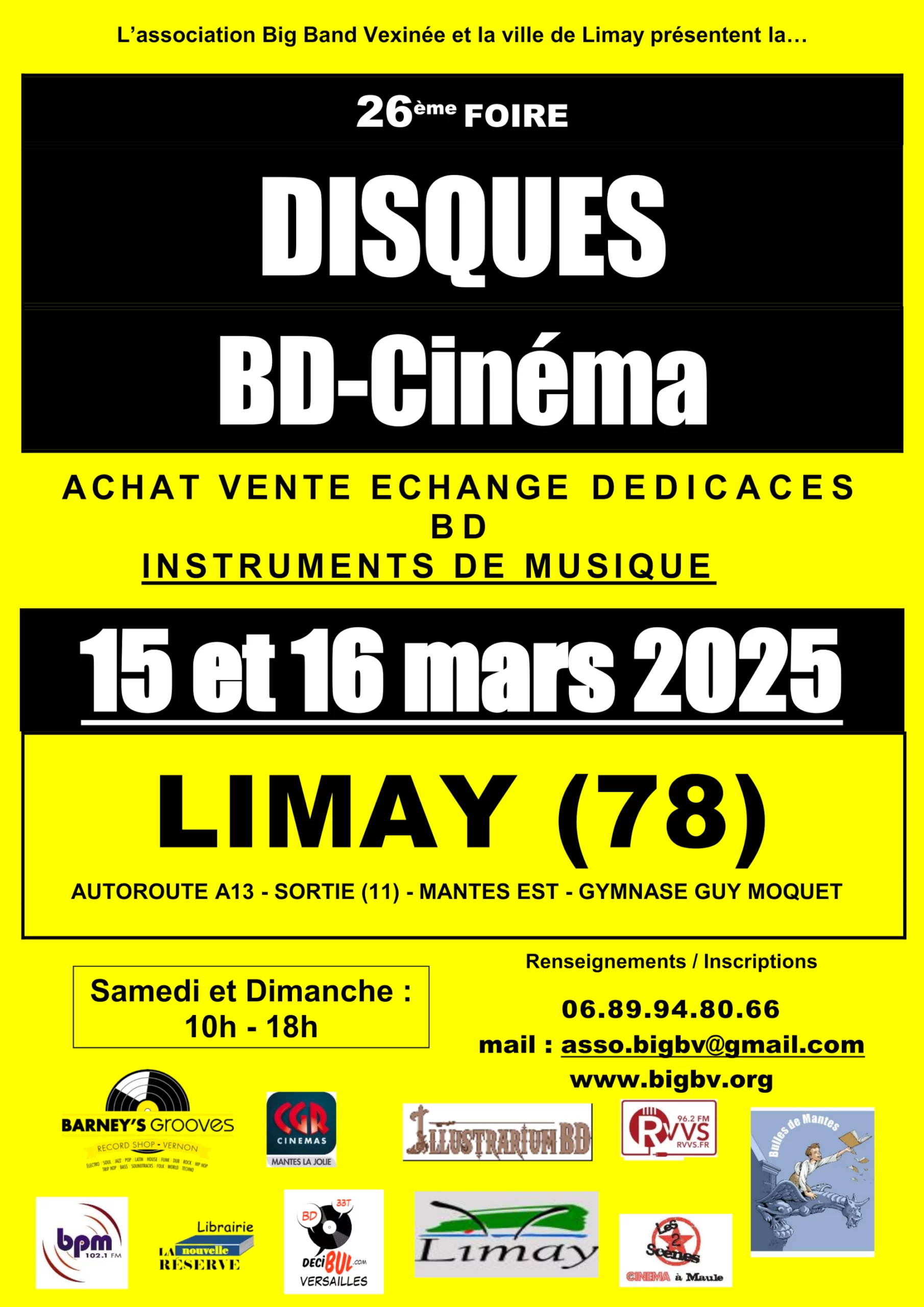 Foire disques, BD, cinéma à Limay les 15 et 16 mars 2025