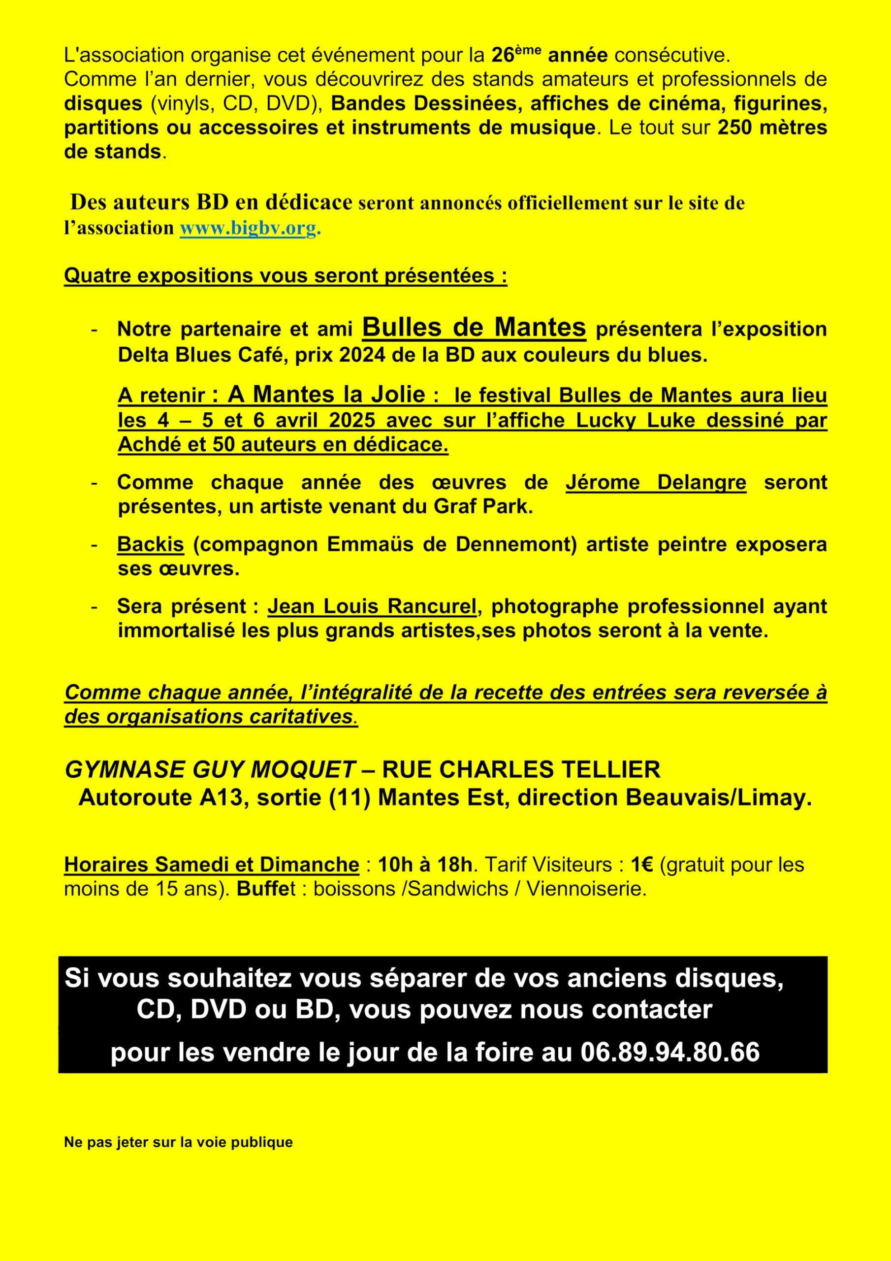 Foire disques, BD, cinéma à Limay les 15 et 16 mars 2025