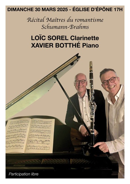 Récital "musique romantique - clarinette et piano" à Epône (78) le 30/03/2025