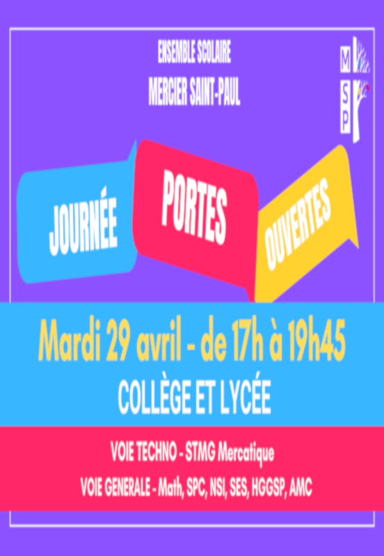 Journée portes-ouvertes au Collège et lycée Mercier Saint-Paul de Meulan-en-Yvelines (78) le 29/04/2025