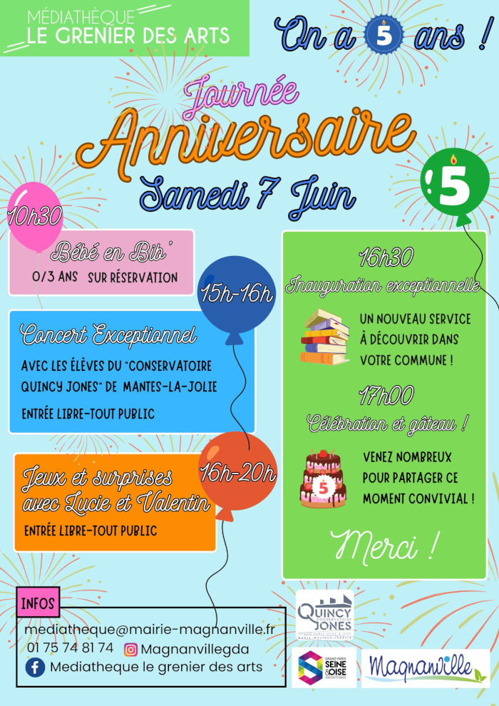 La Médiathèque "Le Grenier des Arts" de Magnanville (78) souffle ses 5 bougies le 07/06/2025