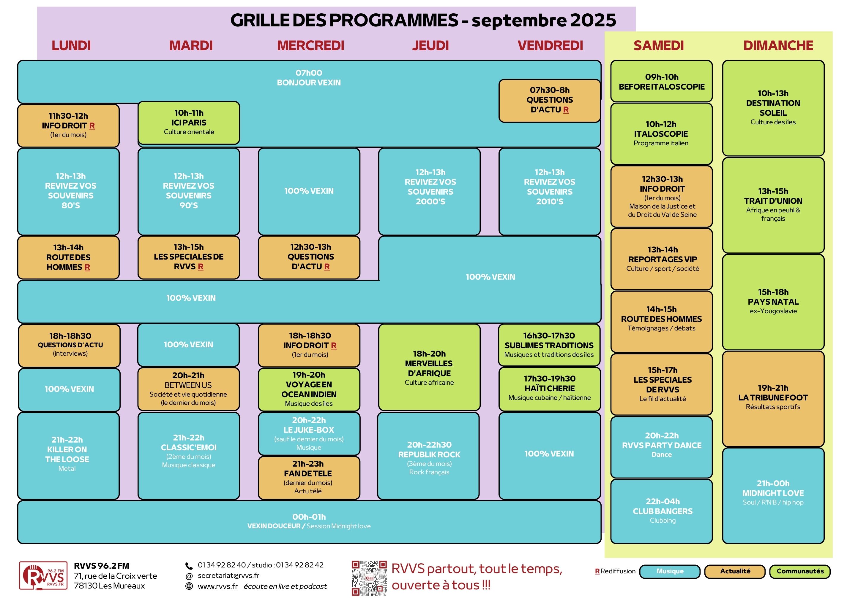 Septembre 2025 GRILLE DES PROGRAMMES de RVVS