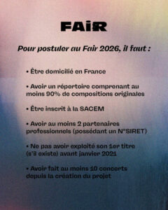 Le Fair, appel à candidature 2026, les conditions