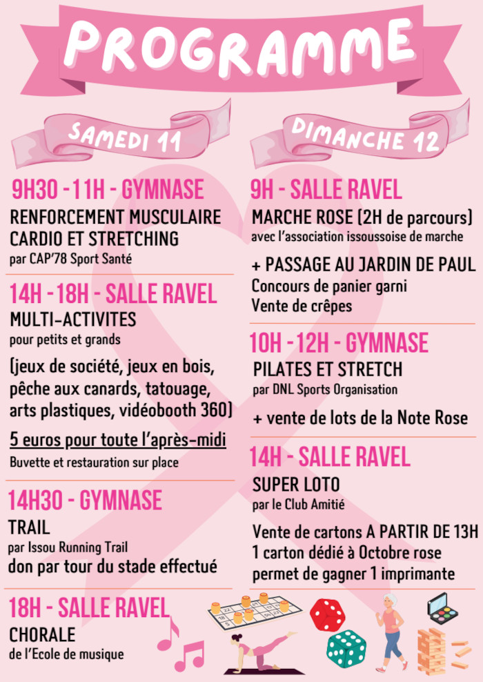 Octobre rose à Issou, le programme des 11 et 12 octobre 2025