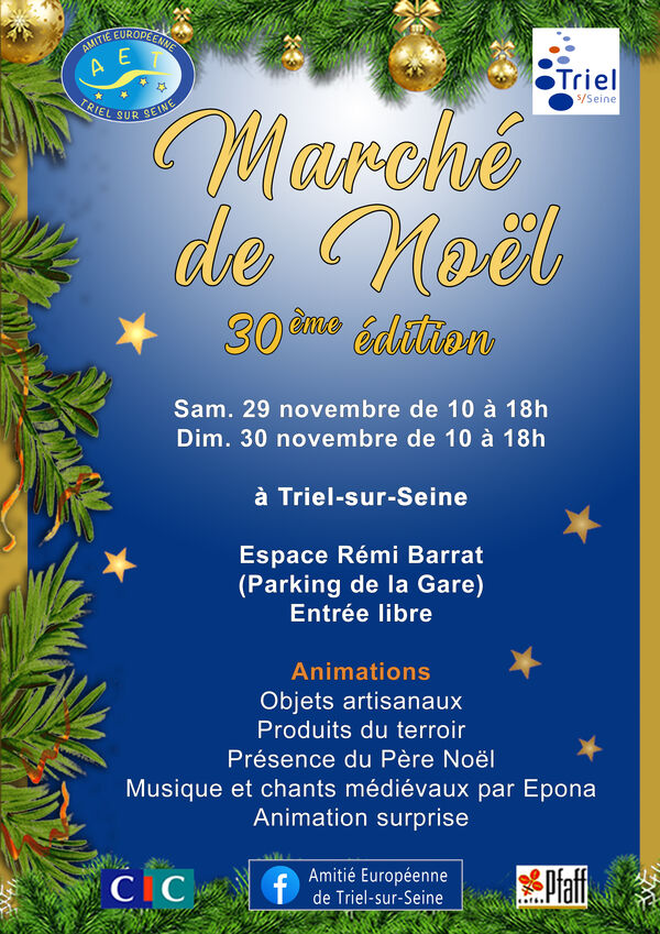 Marché de Noël à Triel-sur-Seine (78) les 29 et 30 novembre 2025