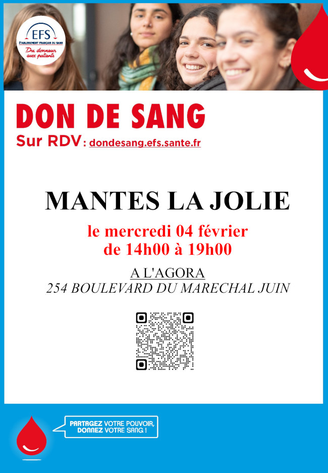Collecte de sang à Mantes-la-Jolie le 04/02/2026