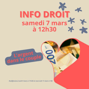 "L'argent dans le couple", thème d'"Info droit" de mars 2026