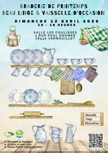 Braderie du beau linge et de la vaisselle d'occasion à Vernouillet (78) le 12/04/2026