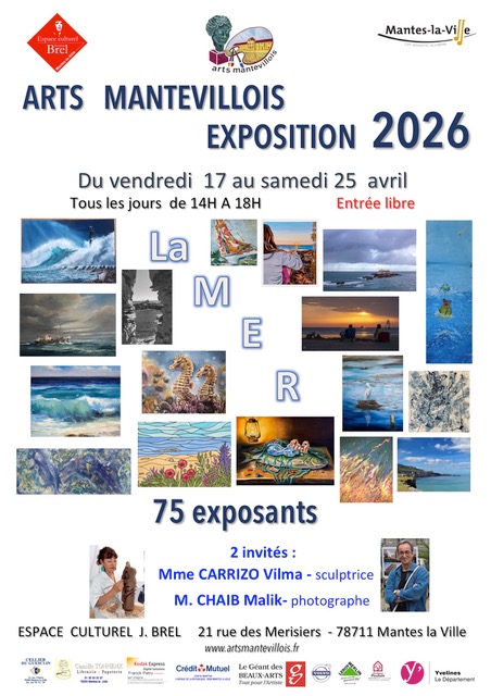 Exposition organisée par les "Arts mantevillois" à Mantes-la-Ville (78) du 17 au 25 avril 2026