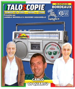 "Italoscopie", programme de l'émission du 25/04/2026 avec Carlo di Quartu