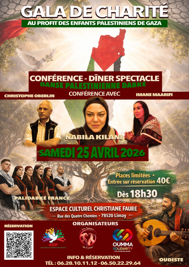 Gala de solidarité avec Gaza à Limay (78) le 25/04/2026