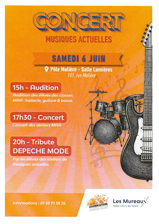 Concert de musiques actuelles par les élèves du conservatoire Gabriel Fauré des Mureaux le 06/06/2026