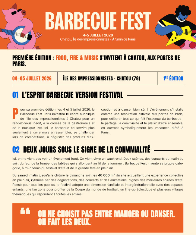 "Barbecue fest" à Chatou(78) les 4 et 5 juillet 2026, le programme