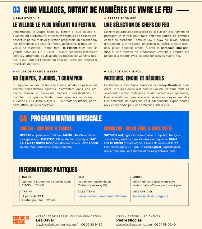 "Barbecue fest" à Chatou(78) les 4 et 5 juillet 2026, le programme