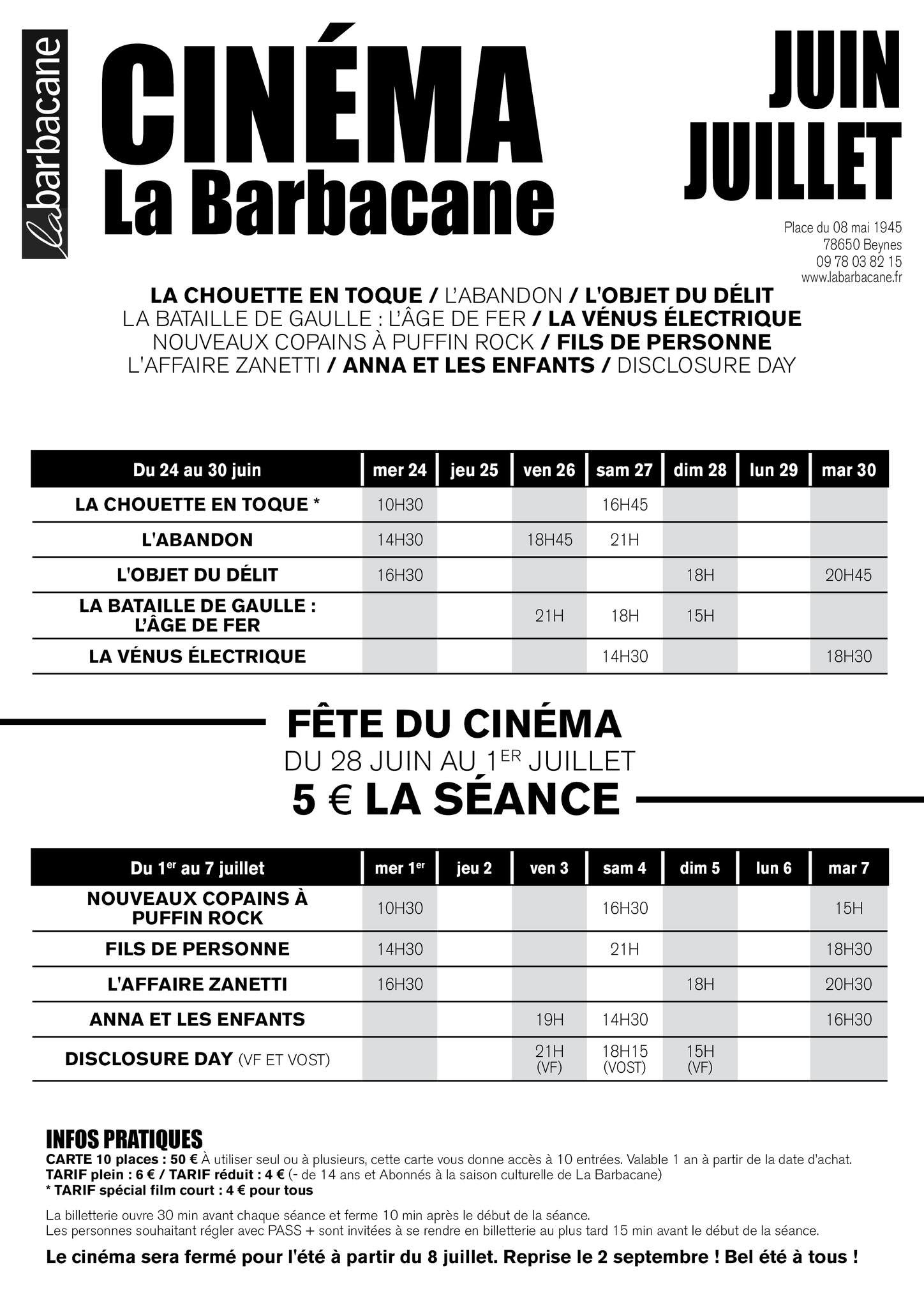 Ciné de la Barbacane, prog de janvier 2022
