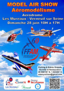 Model air show, meeting d'aéromodélisme à l'aérodrome des Mureaux / Verneuil-sur-Seine (78) le 28/06/2026