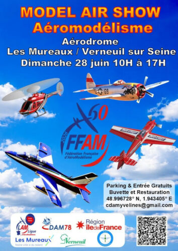 Model air show, meeting d'aéromodélisme à l'aérodrome des Mureaux / Verneuil-sur-Seine (78) le 28/06/2026