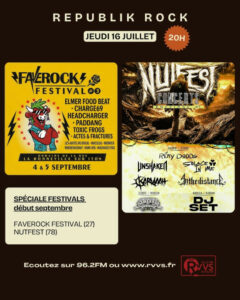"Republik rock", programme de l'émission du 16/07/2026