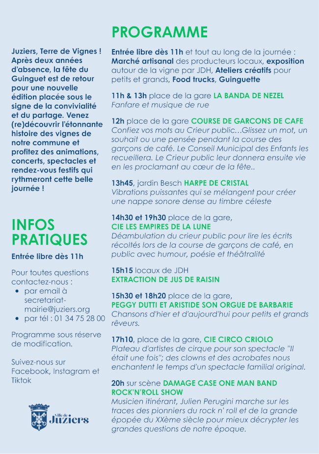 Fête du Guinguet à Juziers (78), le 03/10/2026