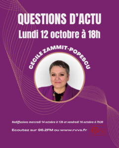 Cécile Zammit-Popescu, invitée de Questions d'actu d'octobre 2026